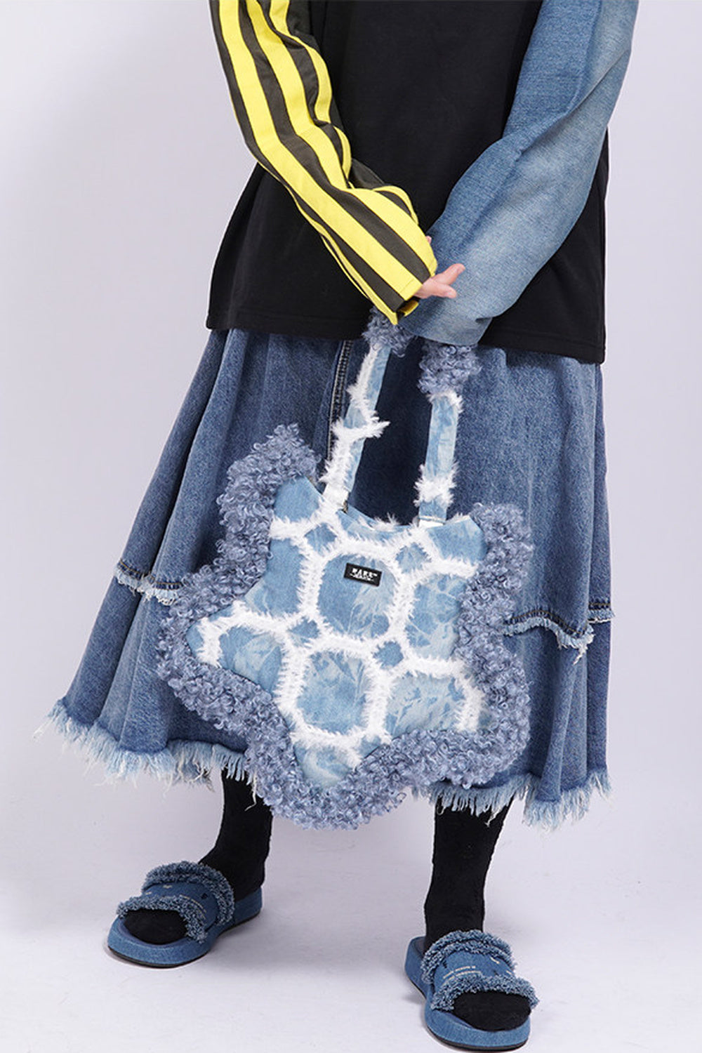 Borsa sottobraccio rétro in denim