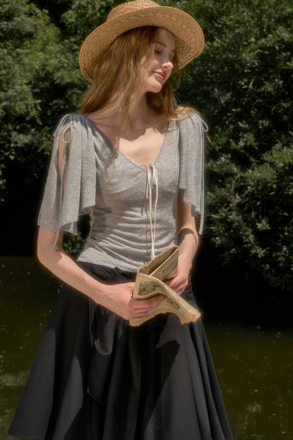 Cape-Style Short-Sleeve Top and Dress Set-Up
