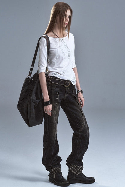 Off-Shoulder Long Sleeve T-Shirt