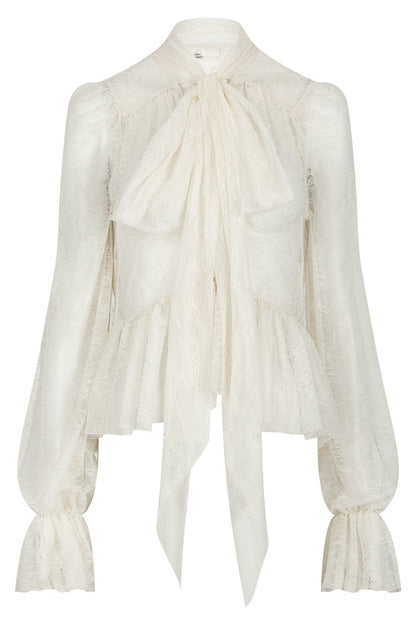 Tie-Neck Lace Blouse