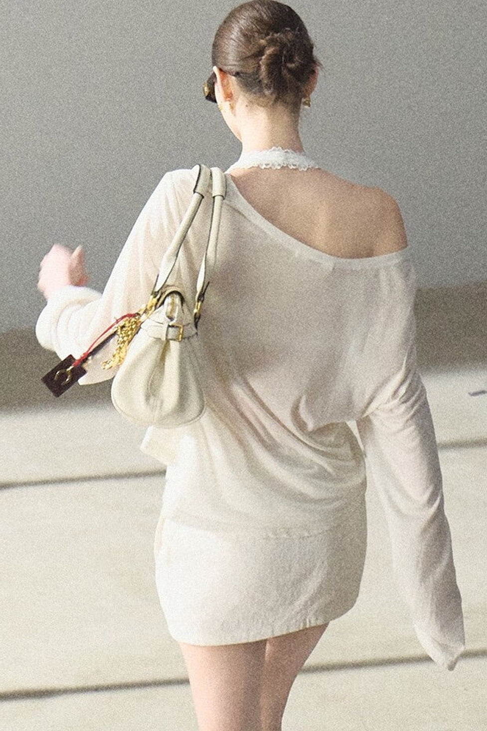 Asymmetrical Off-Shoulder Wool Modal Top