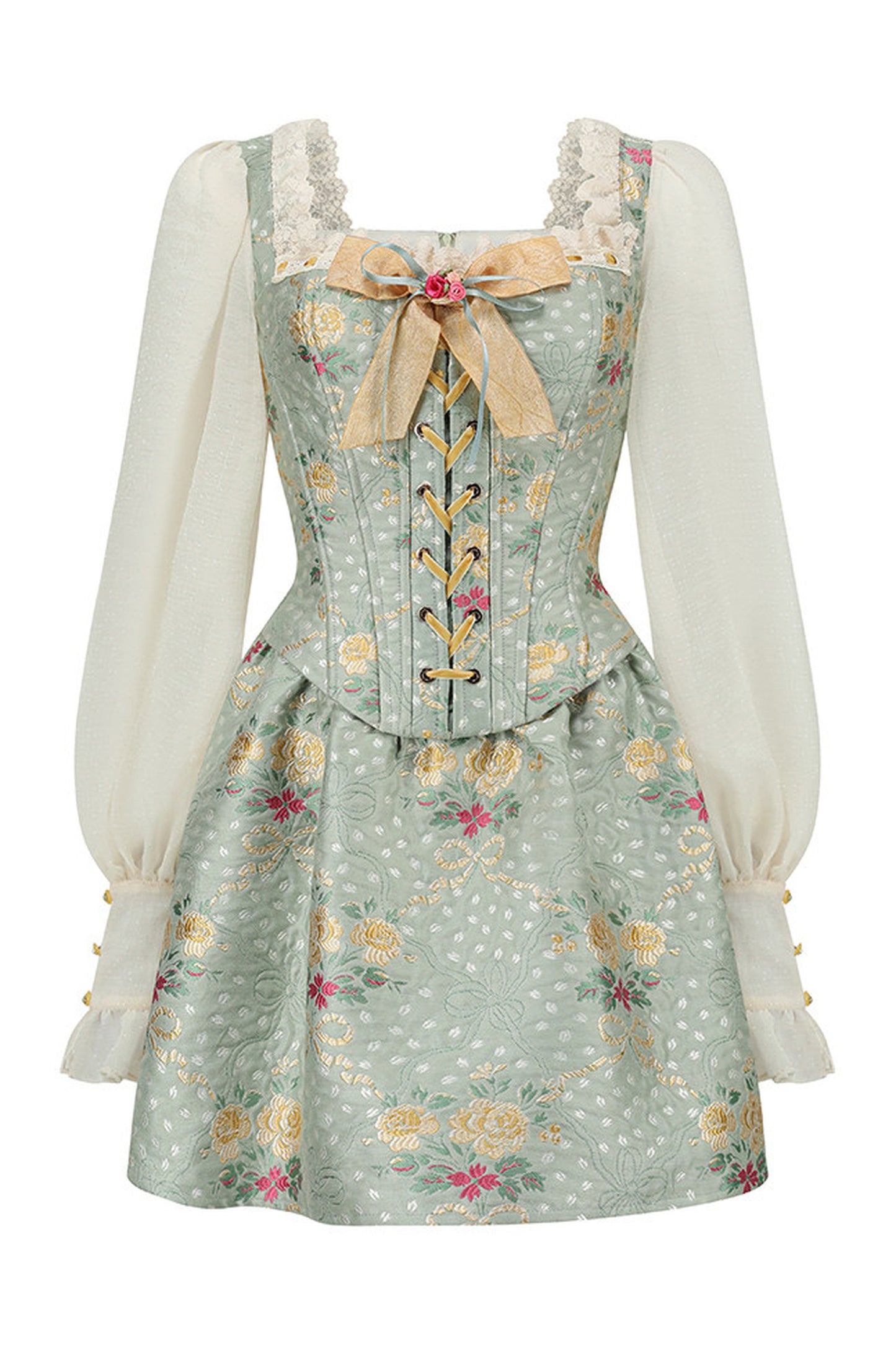 French Retro Fishbone Corset Short Dress