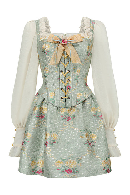 French Retro Fishbone Corset Short Dress