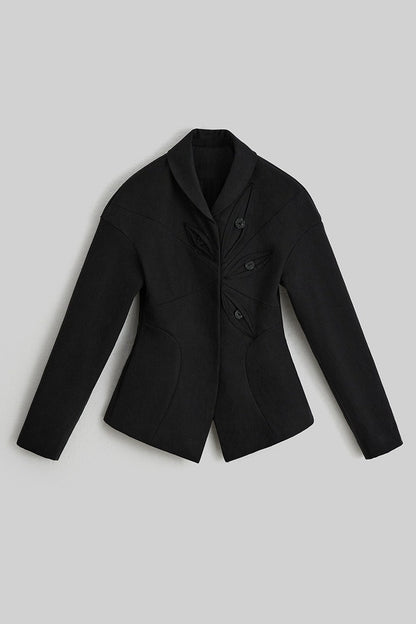 Deconstructed Button-Eye Collar Jacket