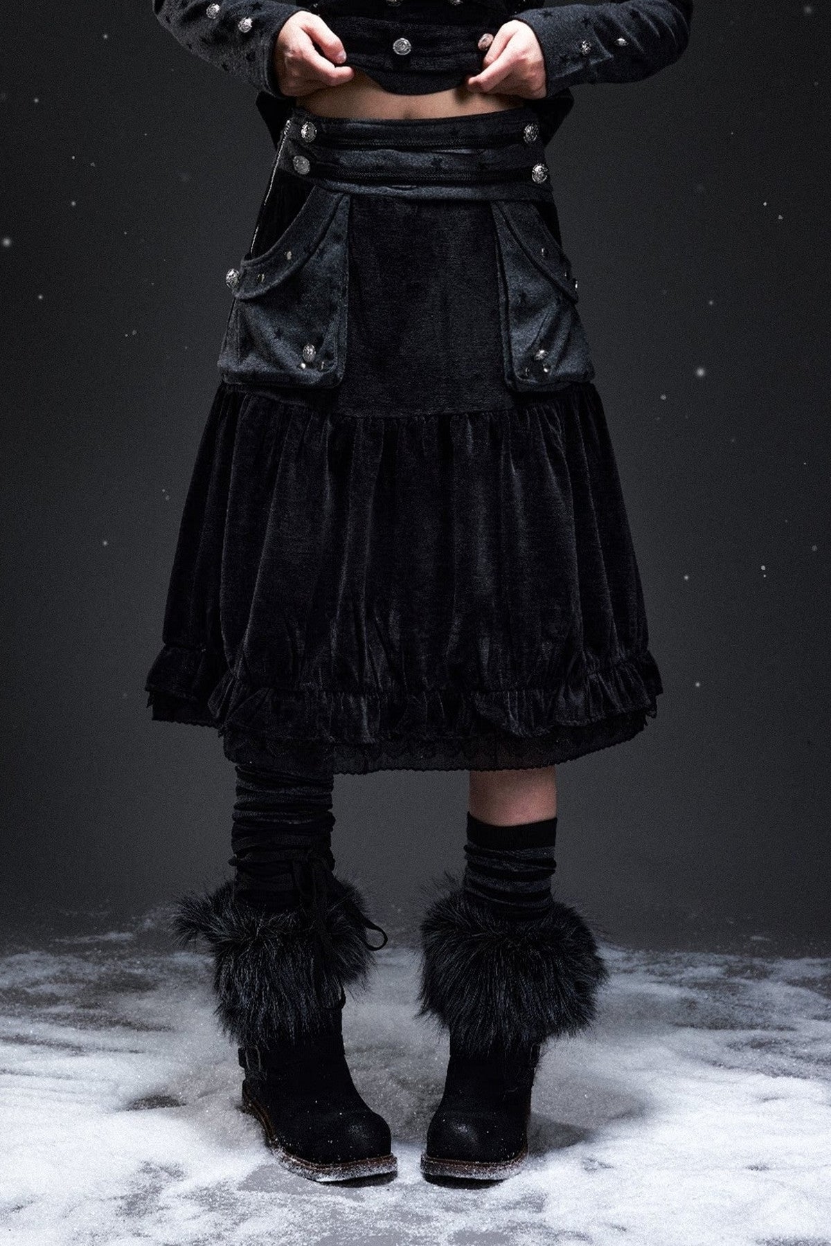 Light Corduroy Palace-Style A-Line Skirt