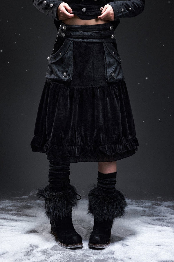 Light Corduroy Palace-Style A-Line Skirt