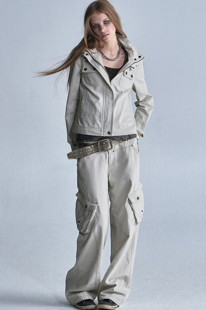 Tencel Cotton Color-Blocked Cargo Pants