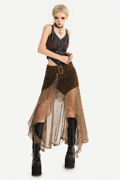 Steampunk-Wildleder-Patchwork-Rock