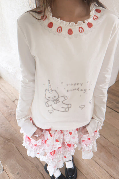Strawberry Lace Collar Top