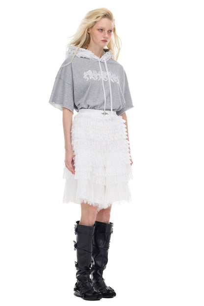Detachable Layered Patchwork Lace Loose Pants