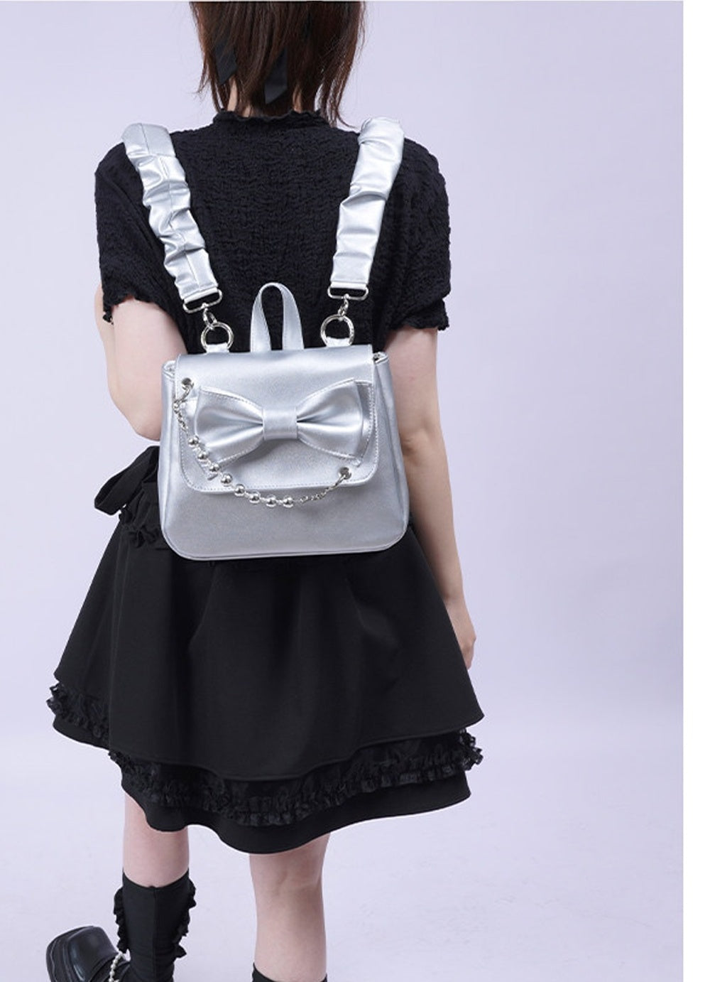 Silver Bow Crossbody Backpack
