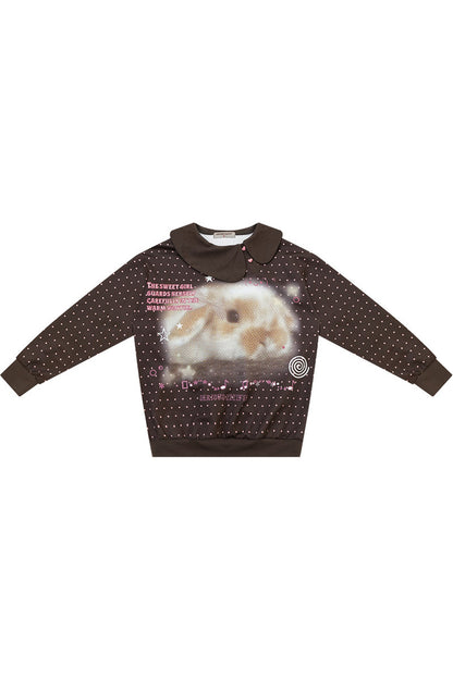 Rabbit Print Polka Dot Sweatshirt