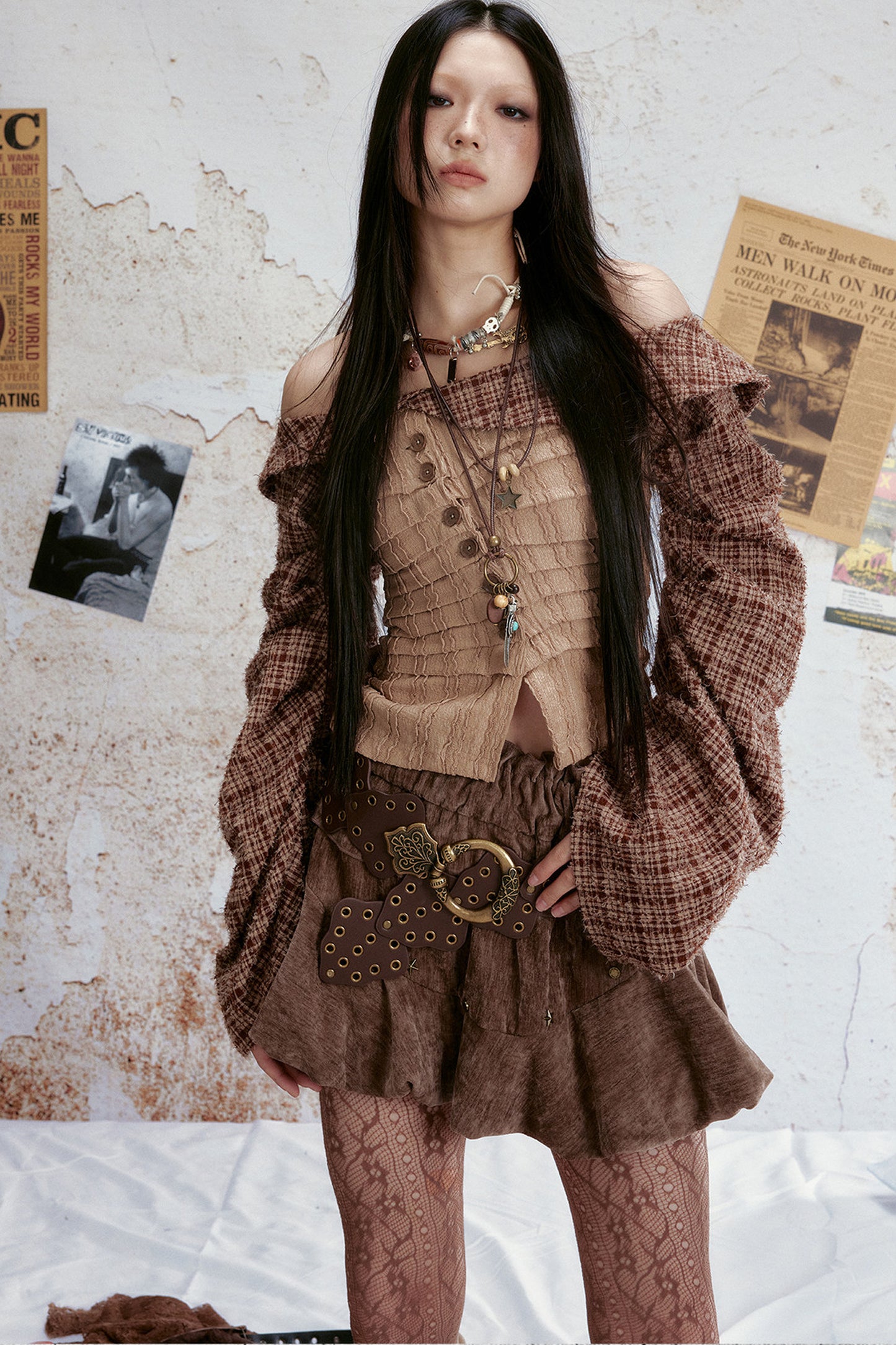 Velvet Retro Tiered Skirt