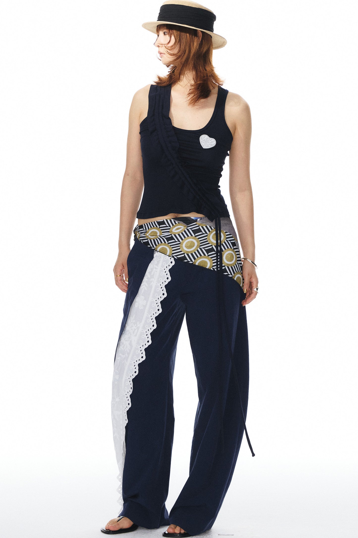 Gilet in maglia con pizzo blu navy