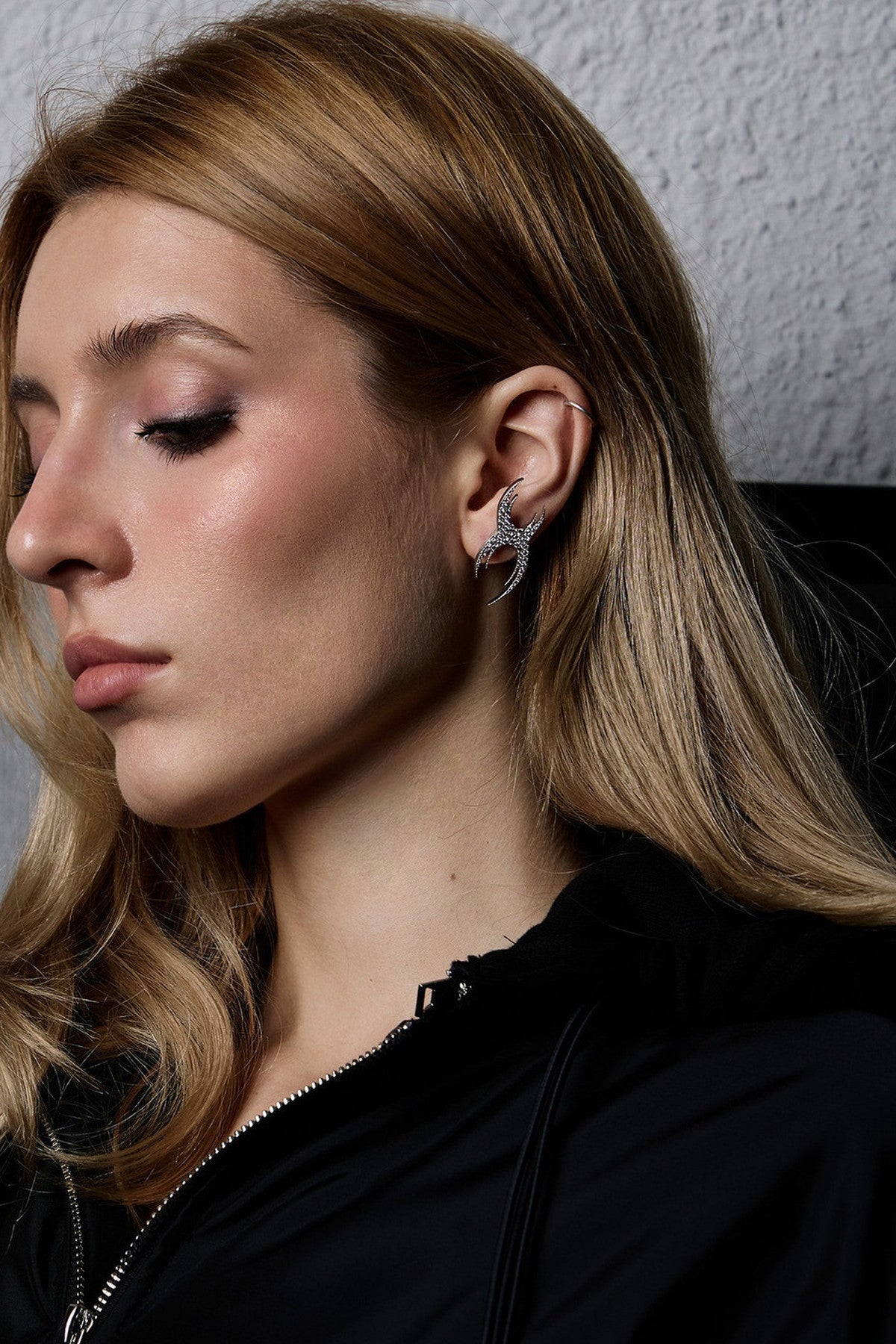 Irregular Diamond Inlaid Silver Studs