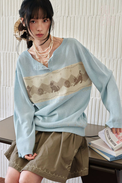 Korean Style Cat Pom-Pom Cover-Up Set-Up