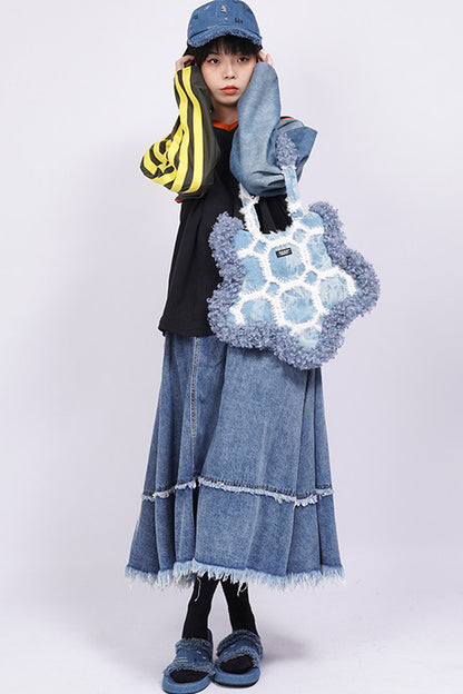 Borsa sottobraccio rétro in denim