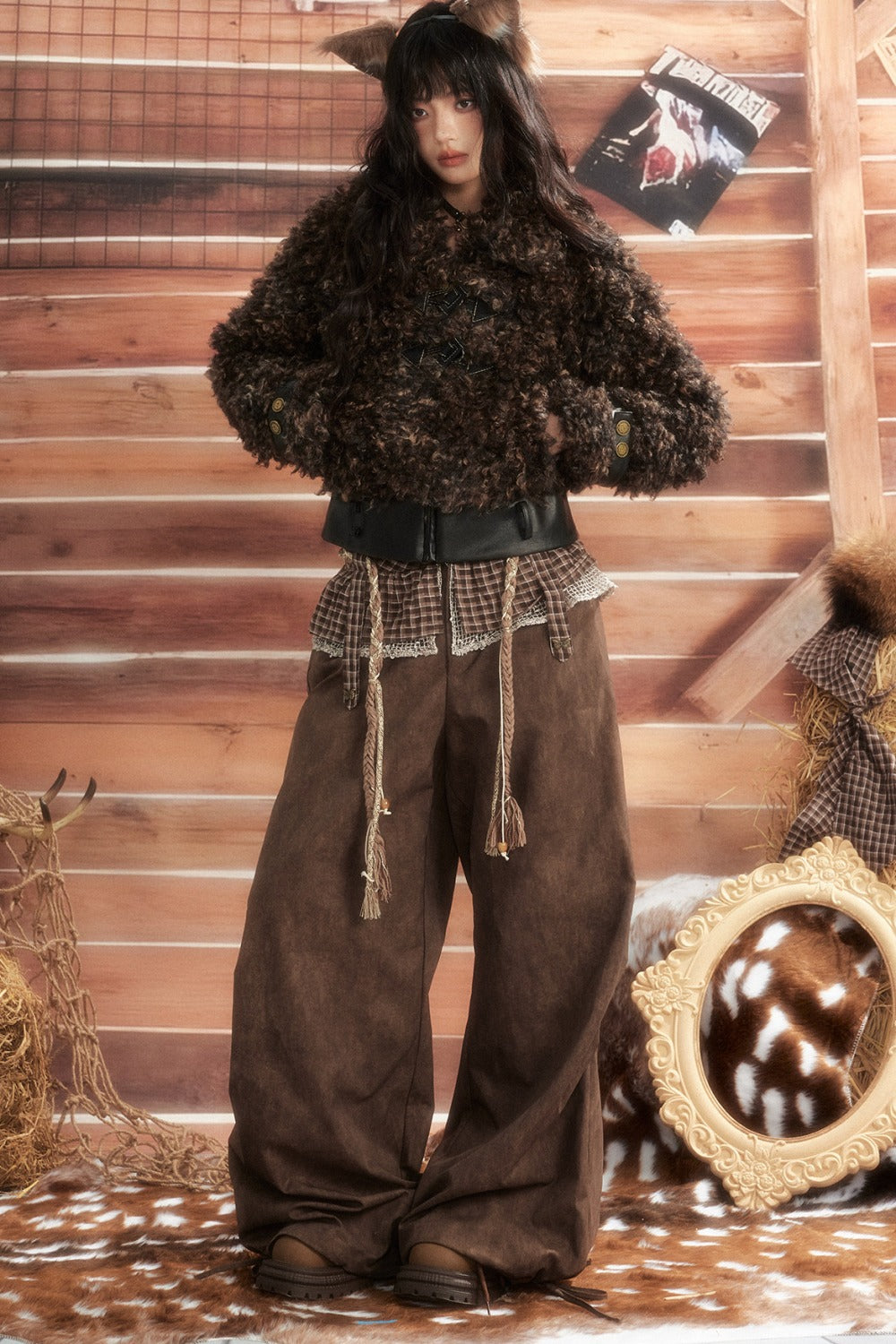 Plaid Tie-Waist Wide Leg Pants