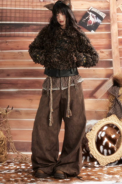 Plaid Tie-Waist Wide Leg Pants