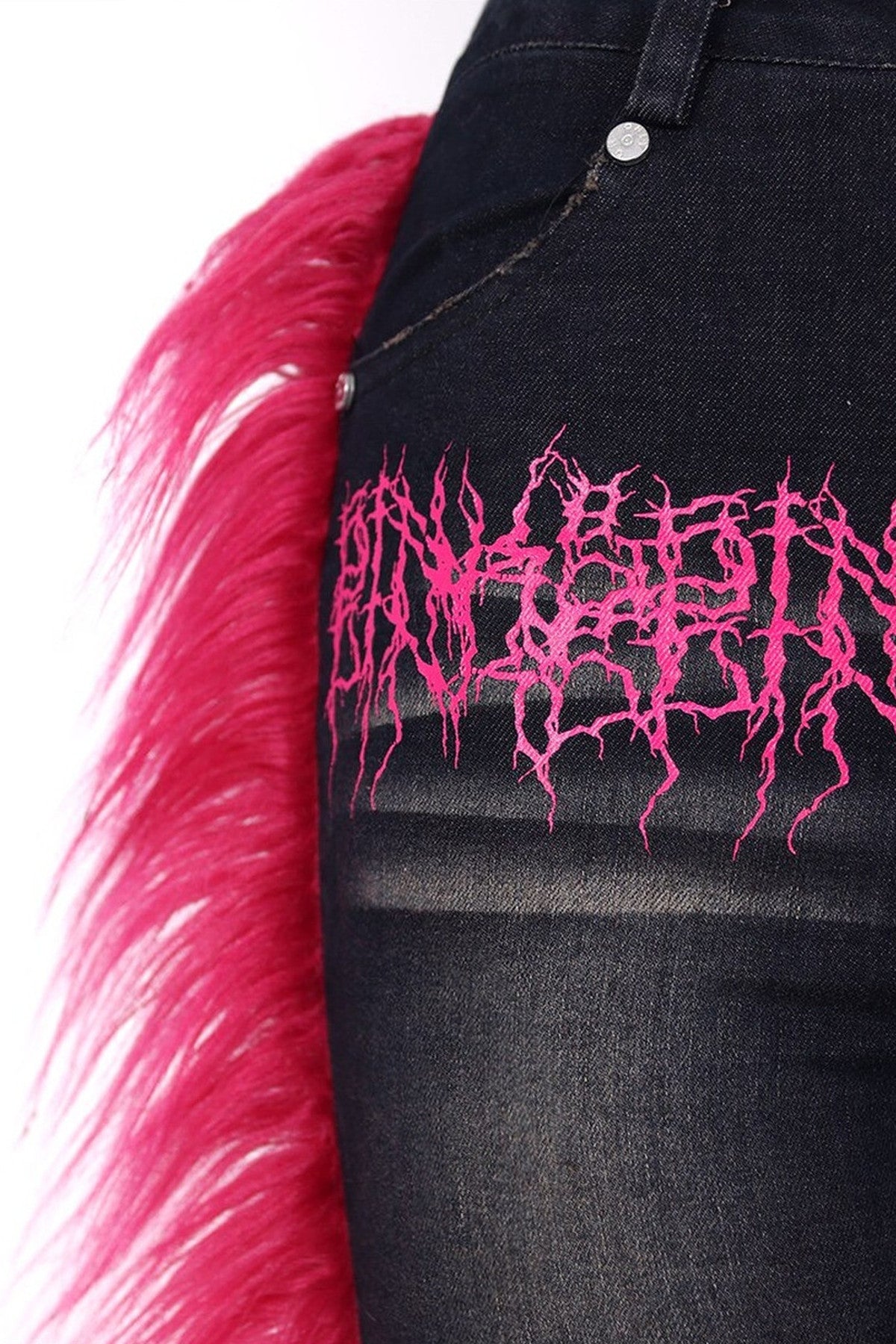 Pink Fur Jeans