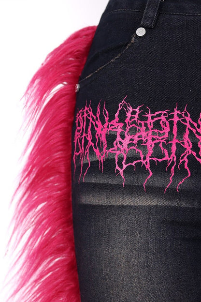 Pink Fur Jeans
