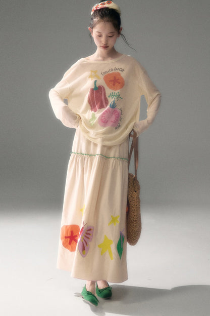 Tencel Butterfly Embroidered Skirt