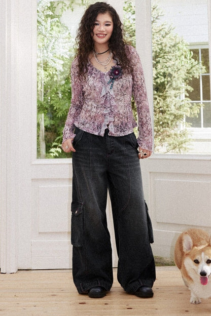 Vintage Wide-Leg Cargo Jeans