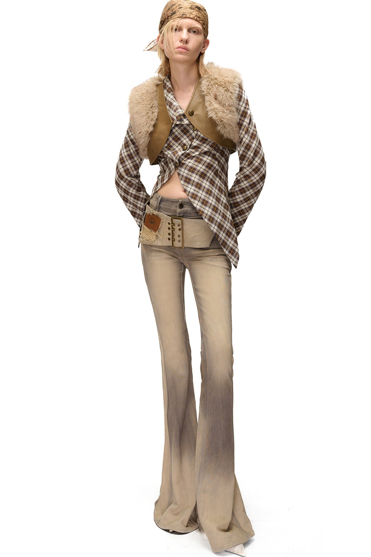 Layered Patchwork Fur Trim Vest