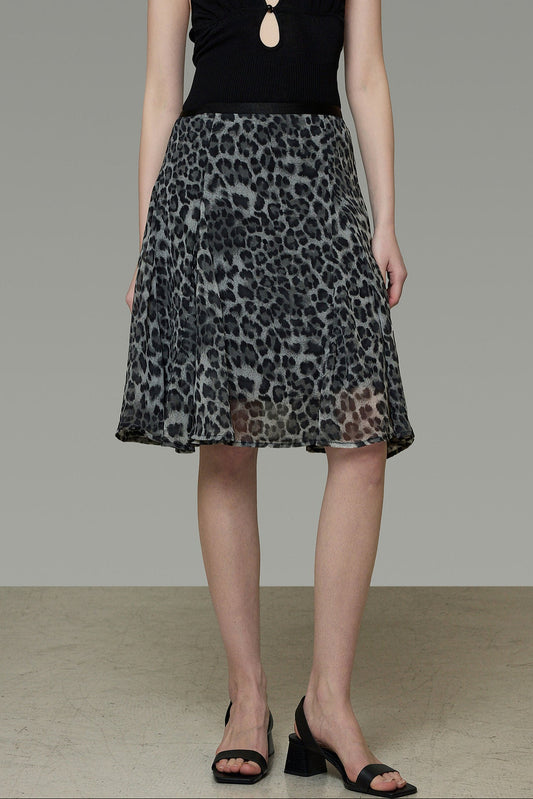 Leopard Print A-Line Skirt