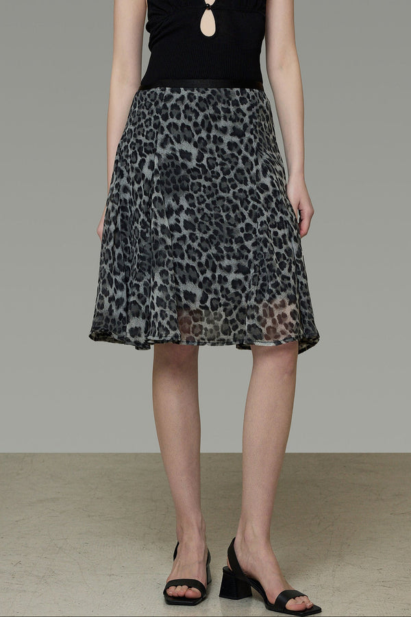 Leopard Print A-Line Skirt