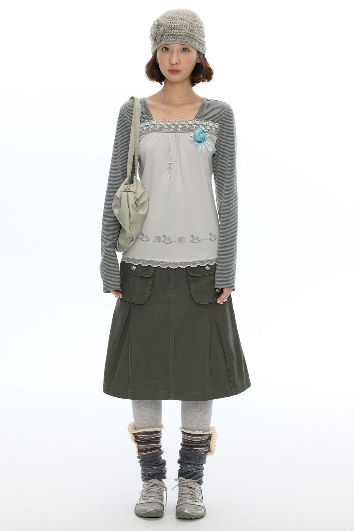 Striped Patchwork Lace Top
