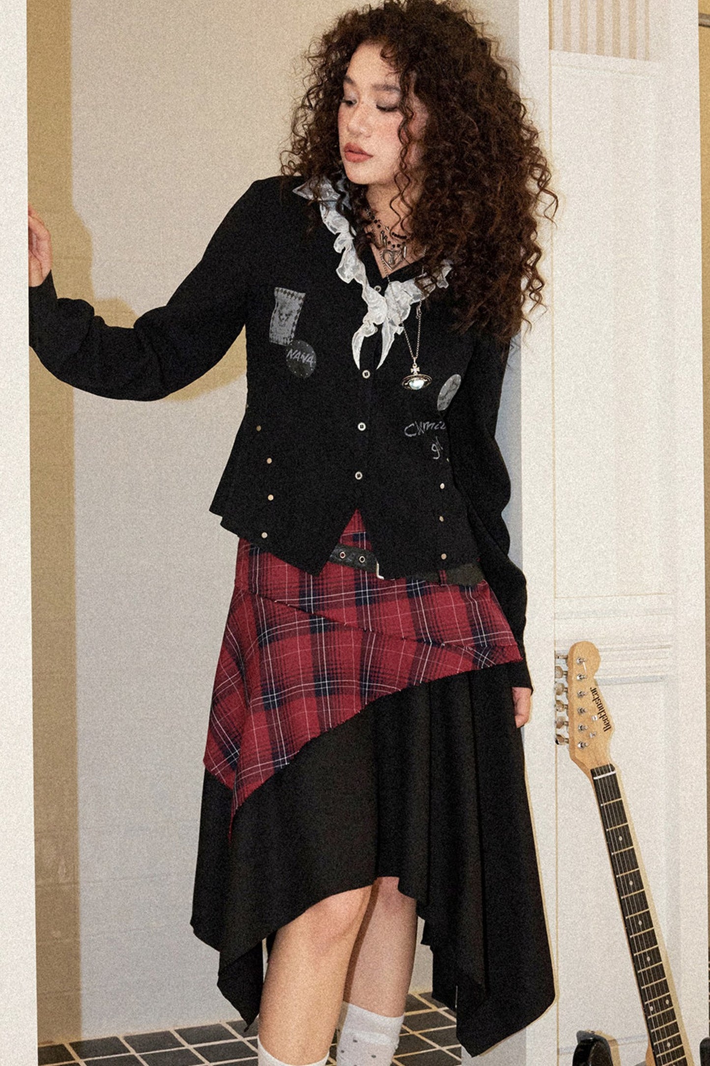 Karierter Patchwork-A-Linien-Rock
