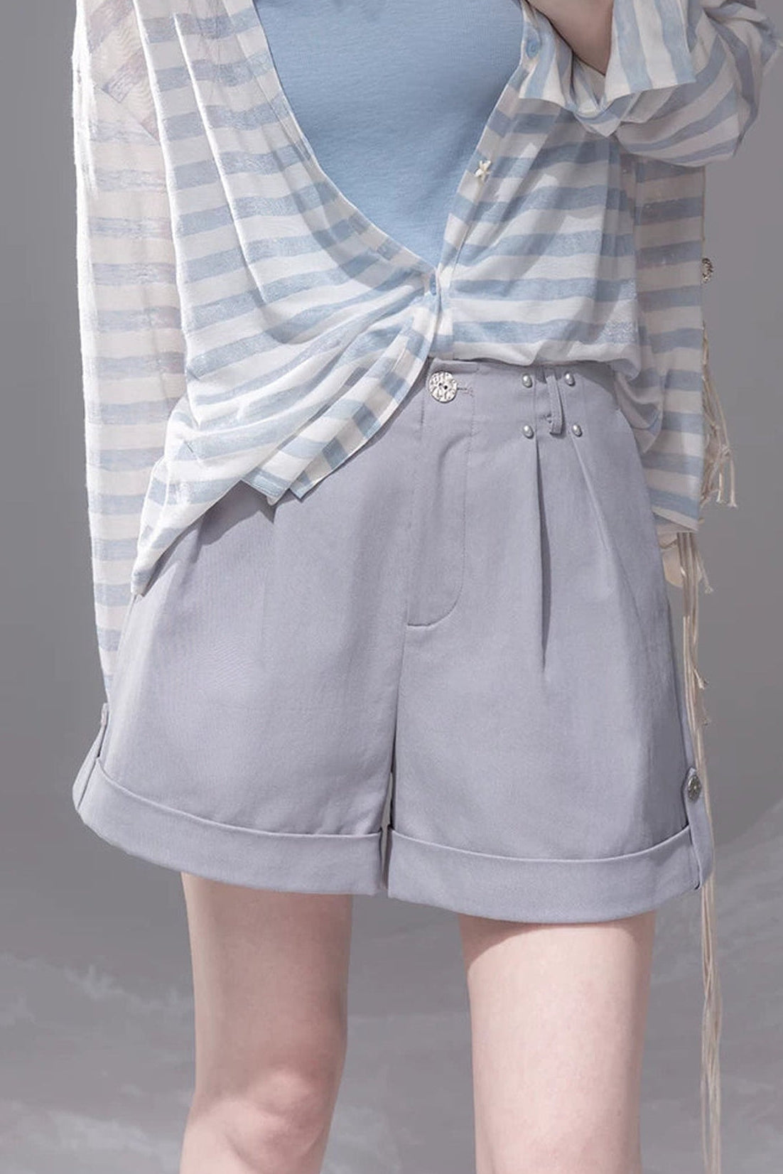 Fog Gray Wide-Leg Shorts