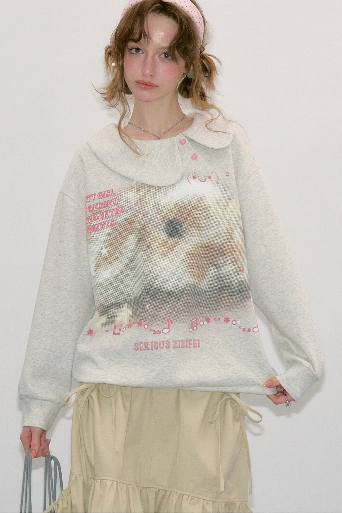 Polka Dot Rabbit Print Sweatshirt
