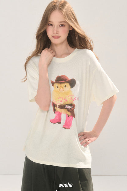 Animal Print Cotton T-Shirt