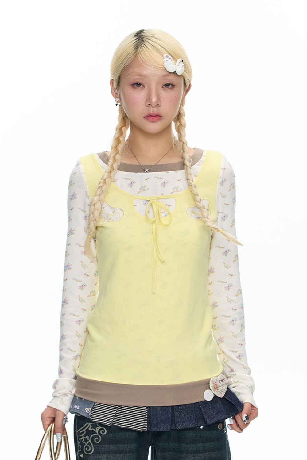 Embroidery Layered-Look Top