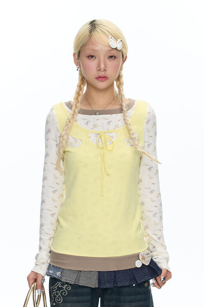 Embroidery Layered-Look Top