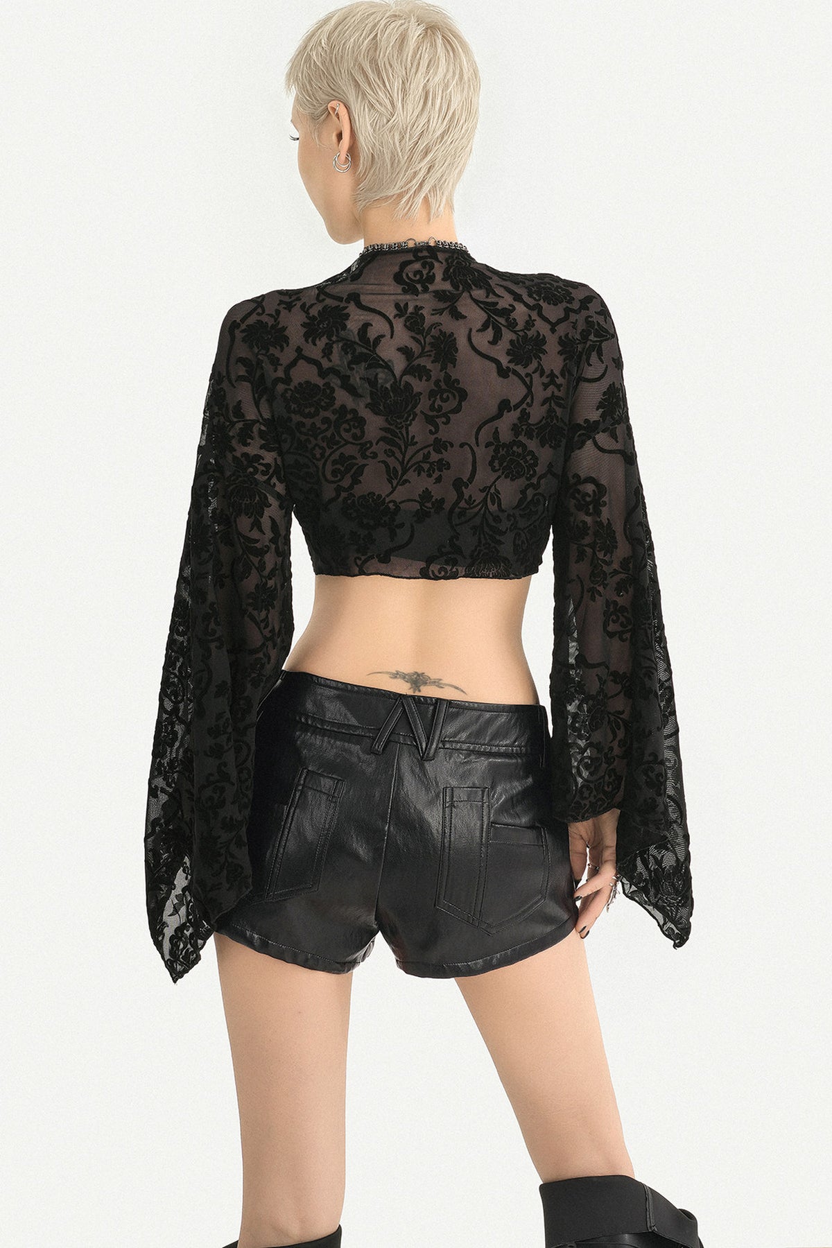 Low-Waist Studded Workwear Leather Shorts