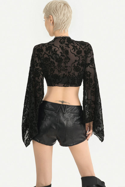 Low-Waist Studded Workwear Leather Shorts
