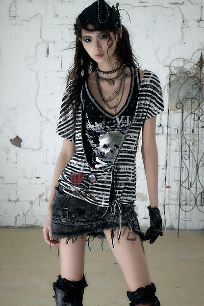 Vintage Asymmetrical Printed Top