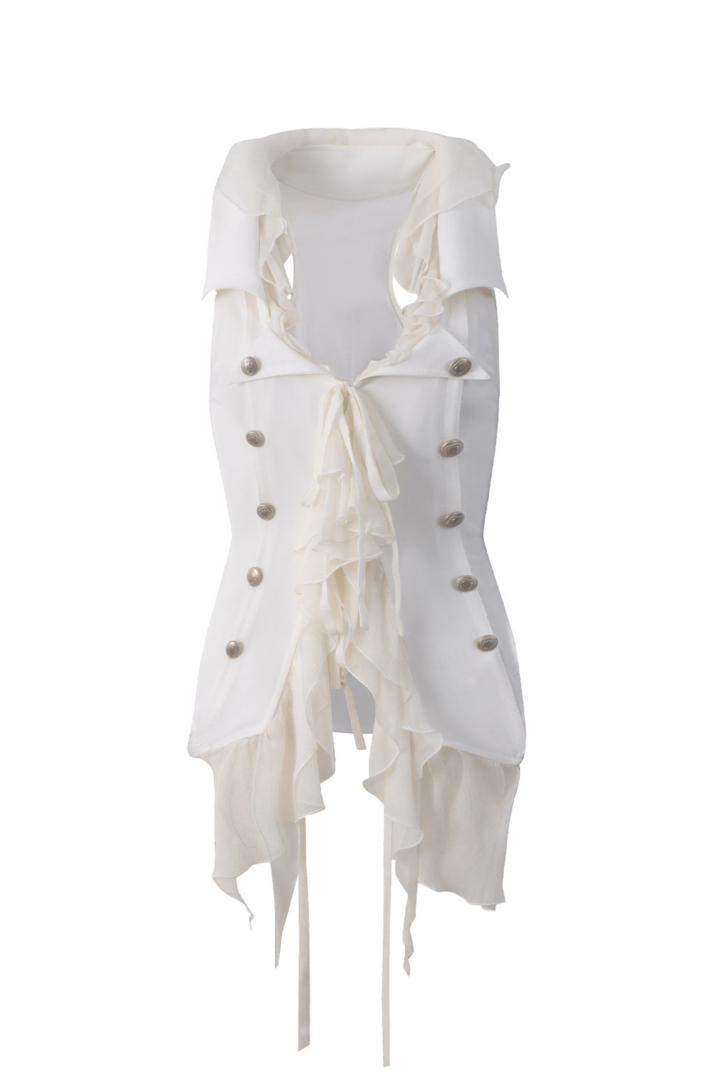 Vintage Patchwork Suit-Style Ruffle Sleeveless Vest