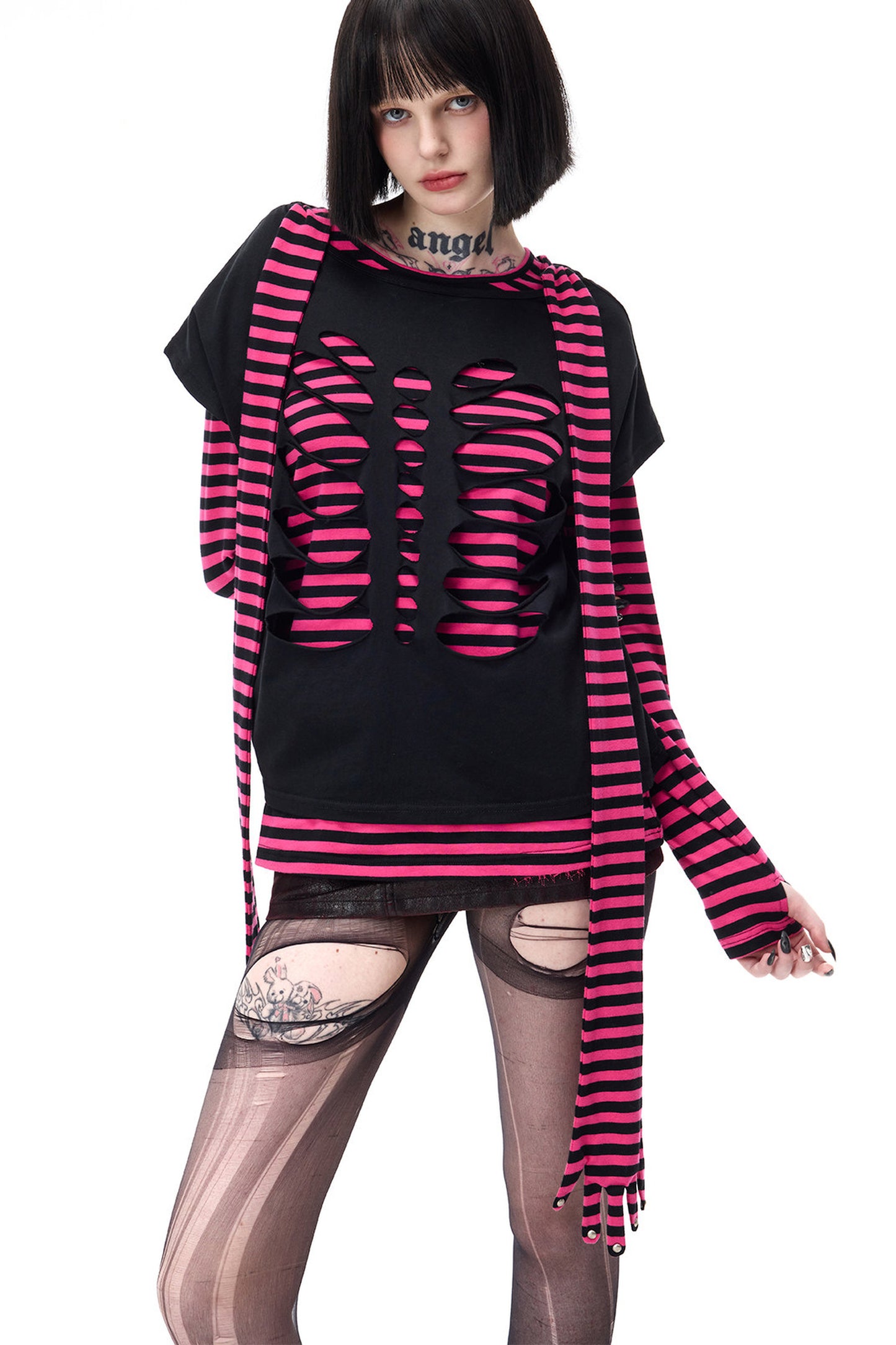 Reversible Cat Skeleton Rivet Blouse