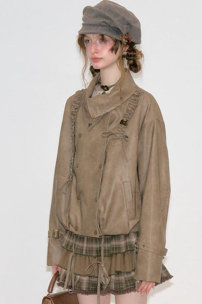 Brown Plaid Ruffled Skirt