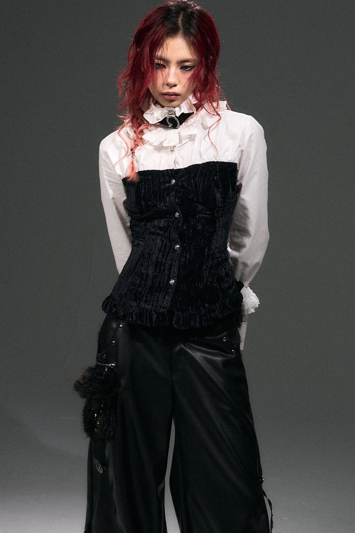 Retro Punk Velvet Bell Sleeve Shirt