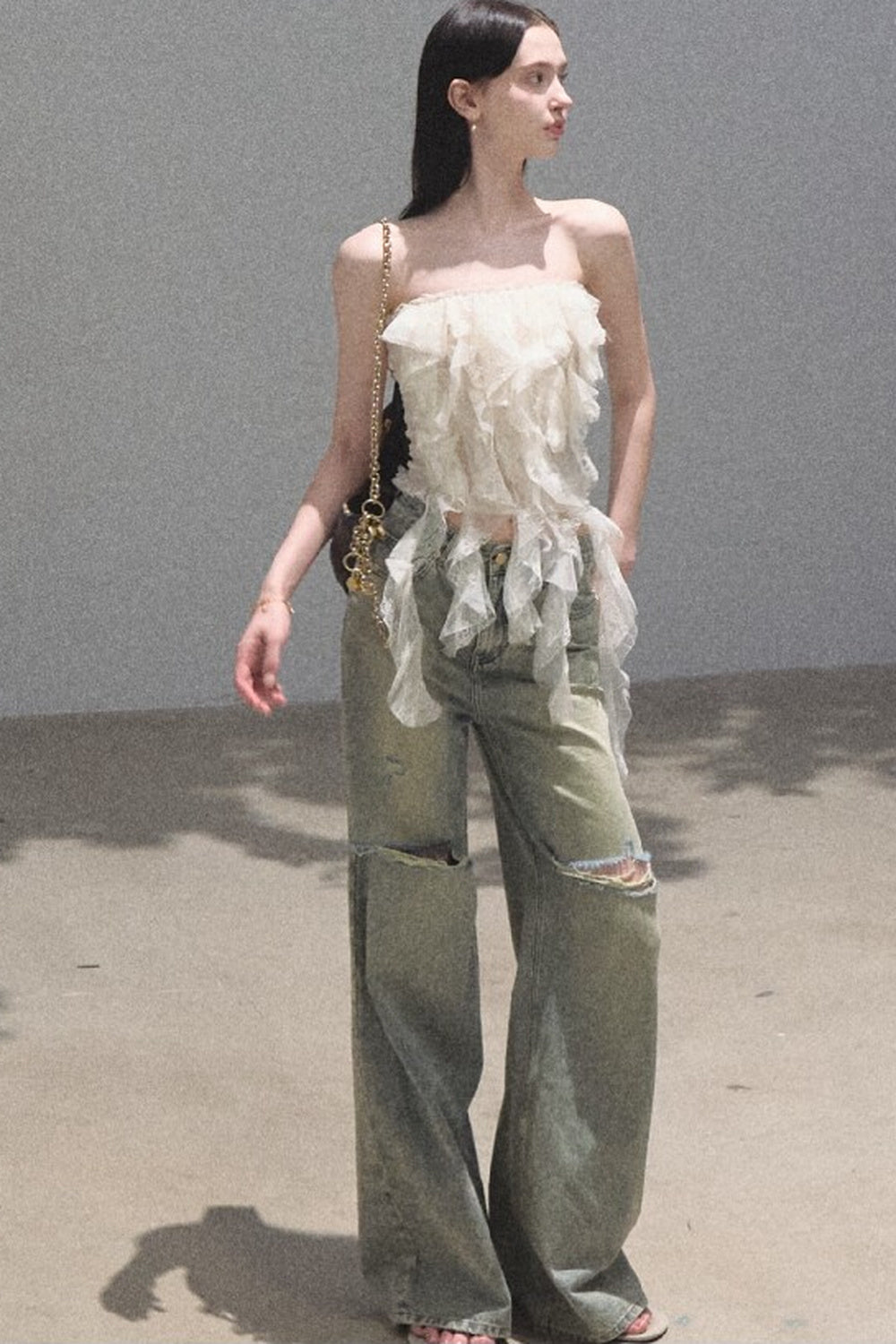 Ruffle Lace Tube Top
