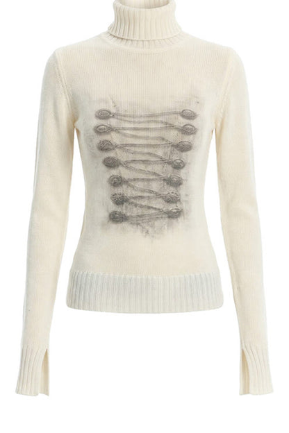 Pullover aus elastischem Strick mit Stehkragen und Palace-Print