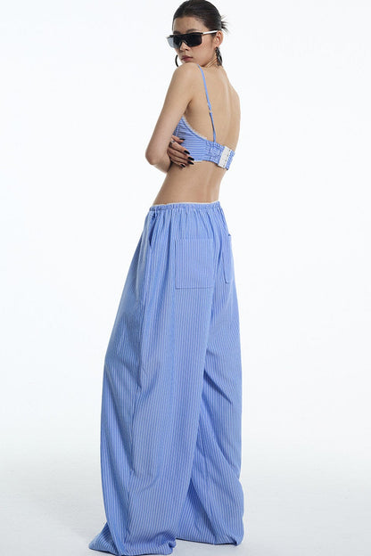 Nautical Blue White Lace Top