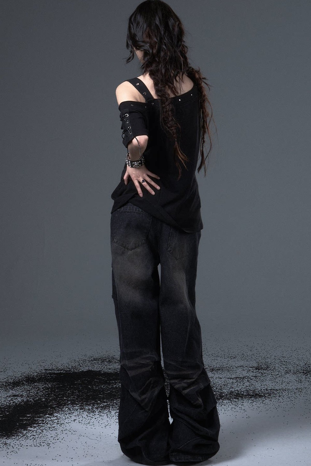 Wide Leg Washed Scimitar Jeans