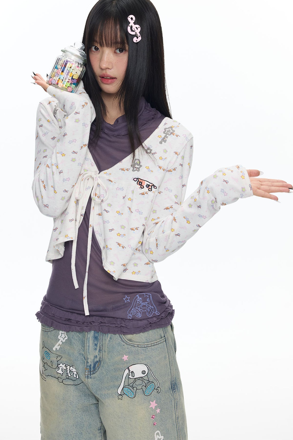 Snowflake Embroidered Cashmere Cardigan