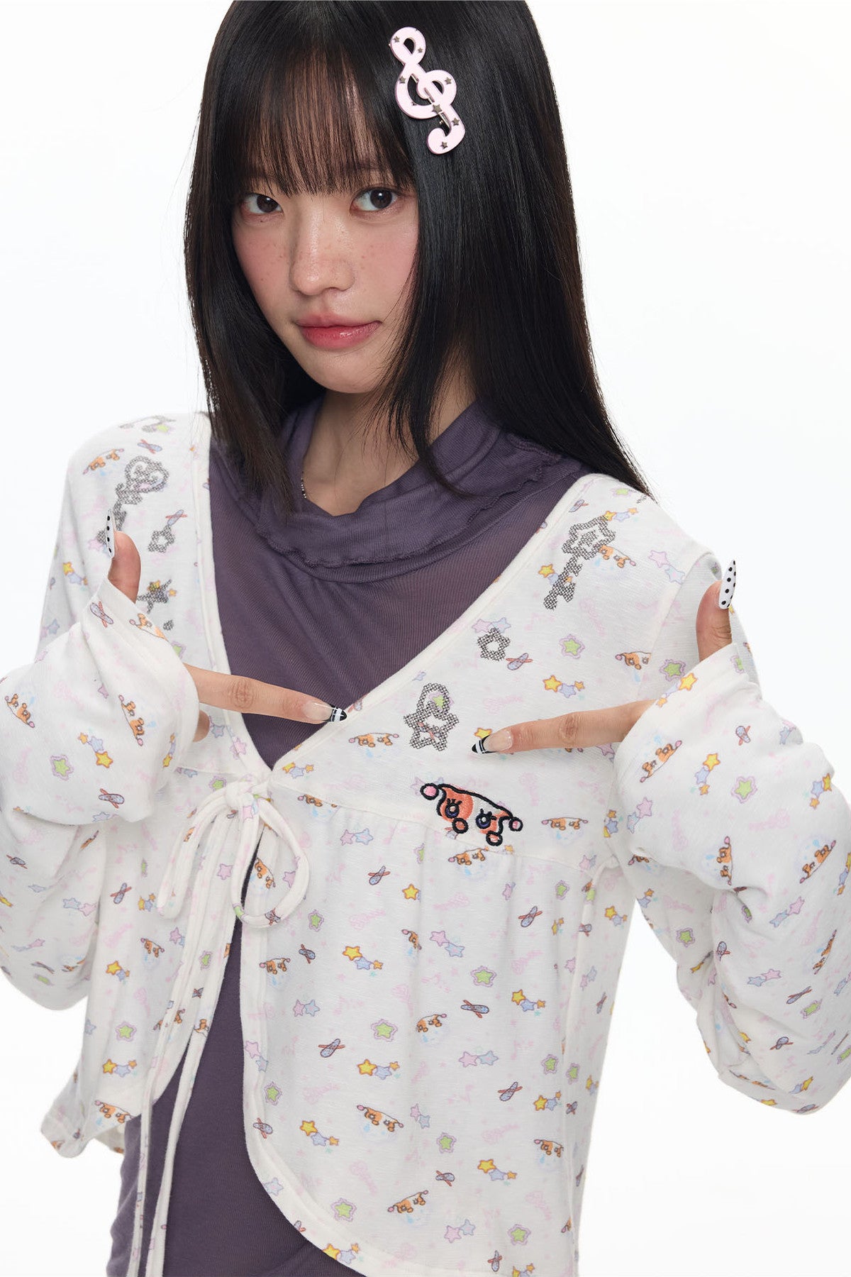 Snowflake Embroidered Cashmere Cardigan